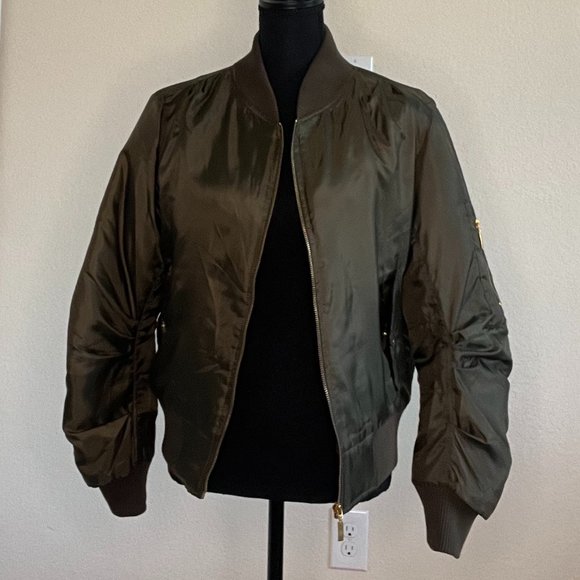 PrettyLittleThing Women's Bomber Jacket in Army Green (Rich Olive Green) - Small - Picture 6 of 6